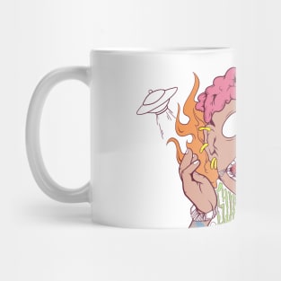 Super dope brain is on fire cartoon illustration Mug